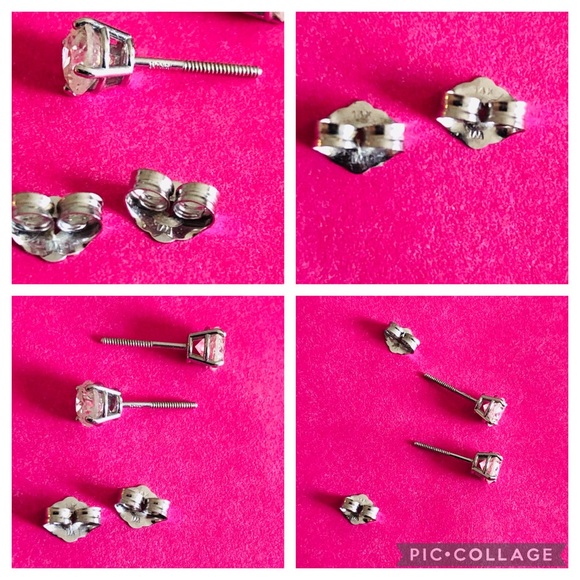 $3000 1 Carat natural Diamond Stud Earrings 14 Karat White Gold 1/2 carat each - Picture 13 of 14